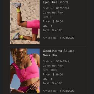 Free people sports bra and biker shorts